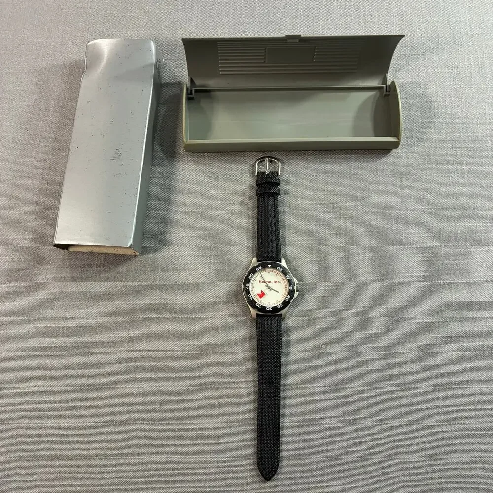 Sweda Keane Inc Promotional Quartz Watch Black Strap Needs Battery w/ Case